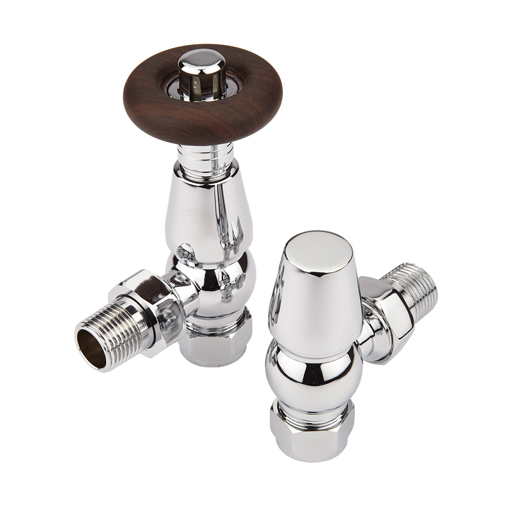Milano Windsor - Traditional Thermostatic Angled Radiator Valves Chrome (Pair)