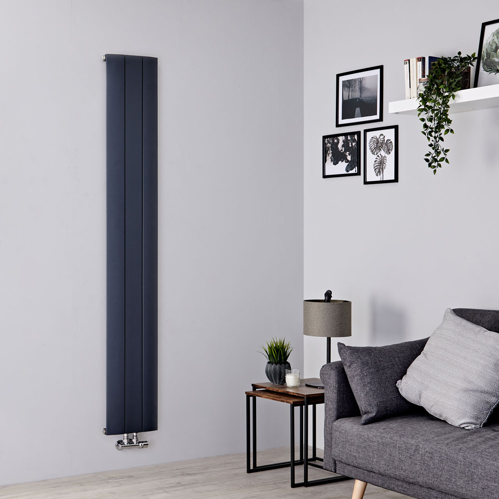 Milano Skye - Aluminium Anthracite Vertical Designer Radiator 1600mm x 280mm