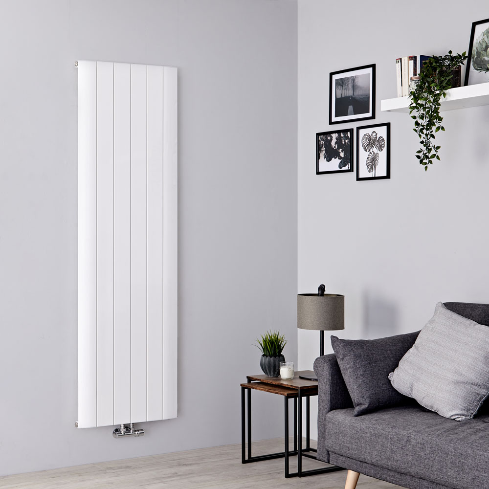 Milano Skye - Aluminium White Vertical Designer Radiator 1600mm x 565mm