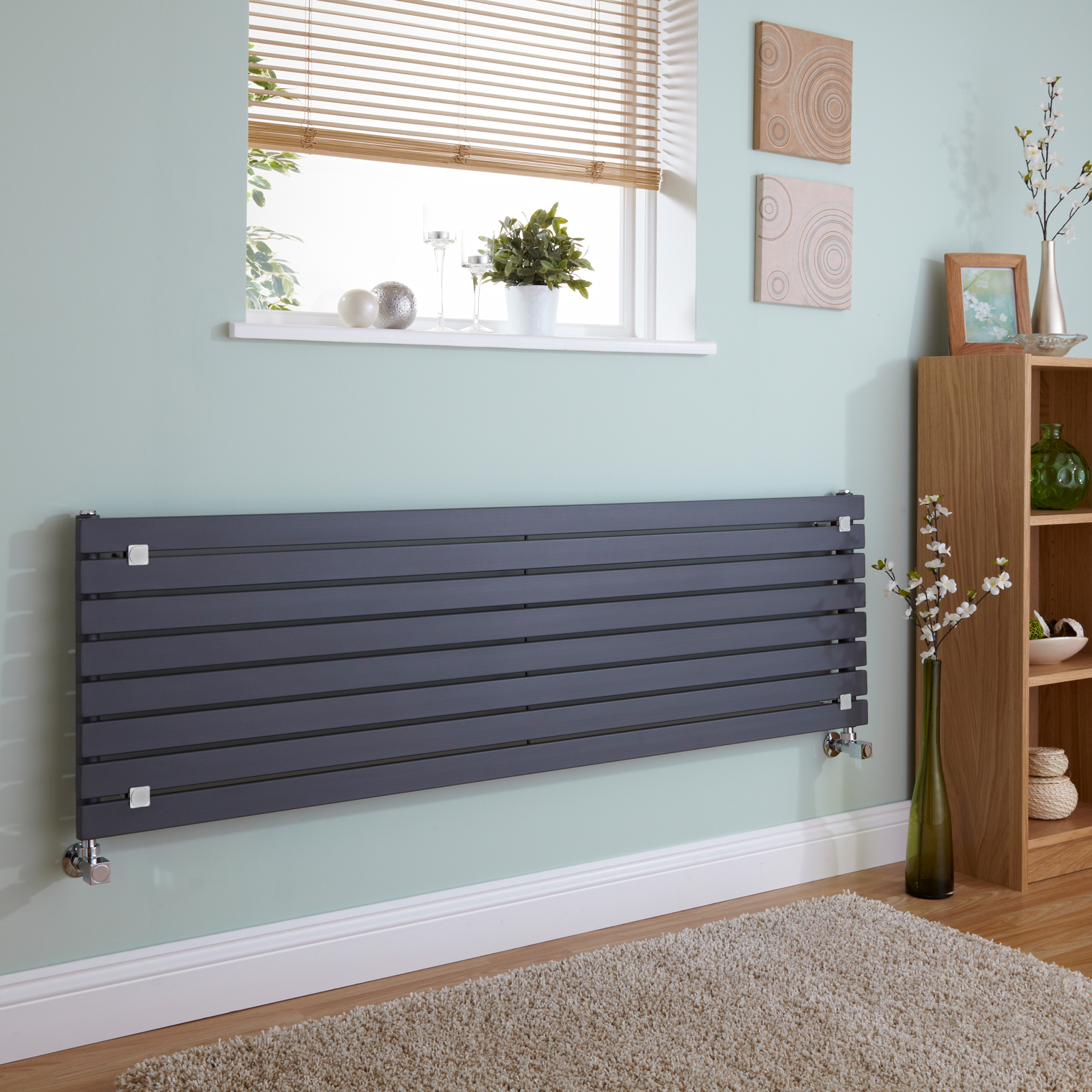 Milano Capri - Anthracite Horizontal Flat Panel Designer Radiator 472mm x 1600mm