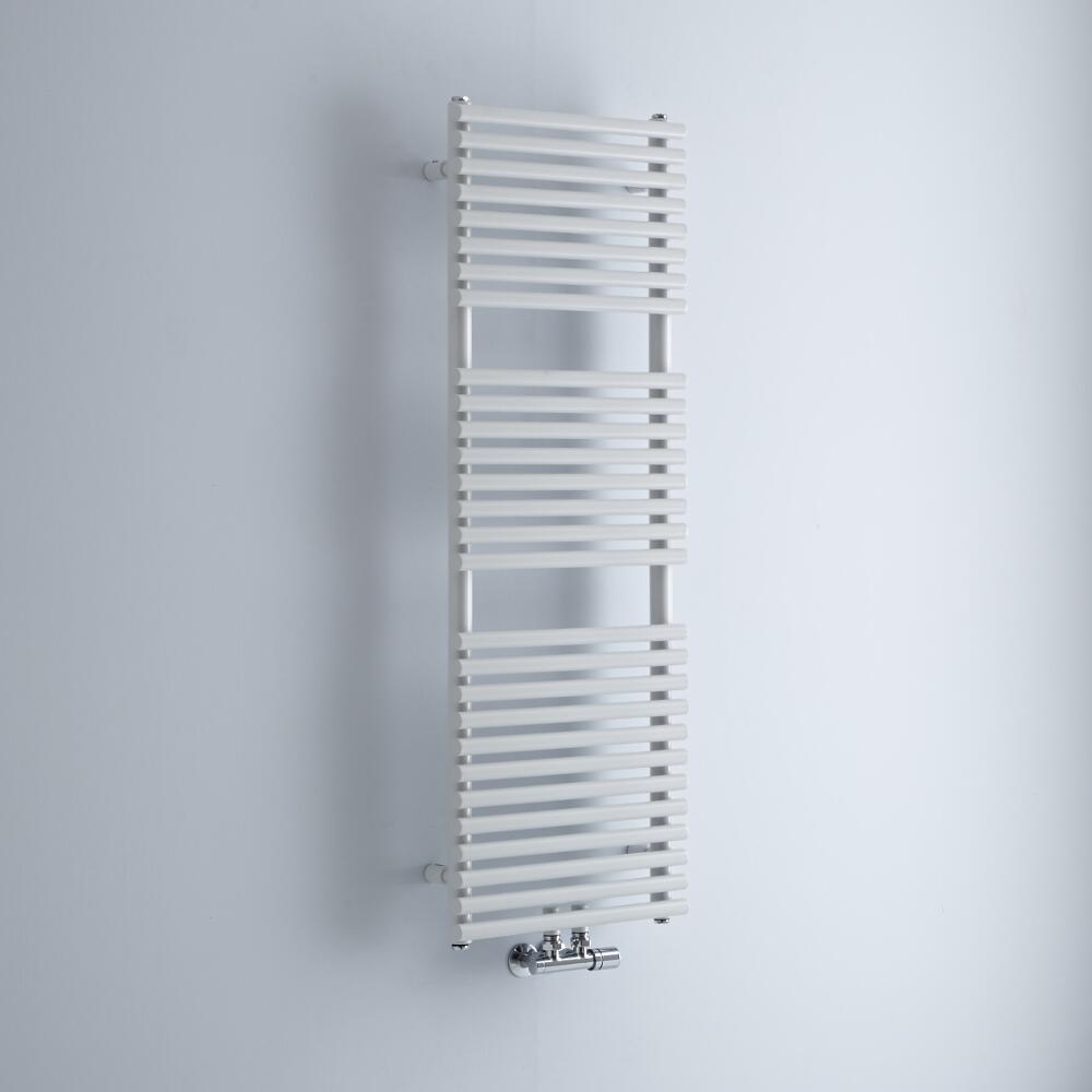 Milano Via - White Bar on Bar Central Connection Heated Towel Rail 1216mm x 400mm