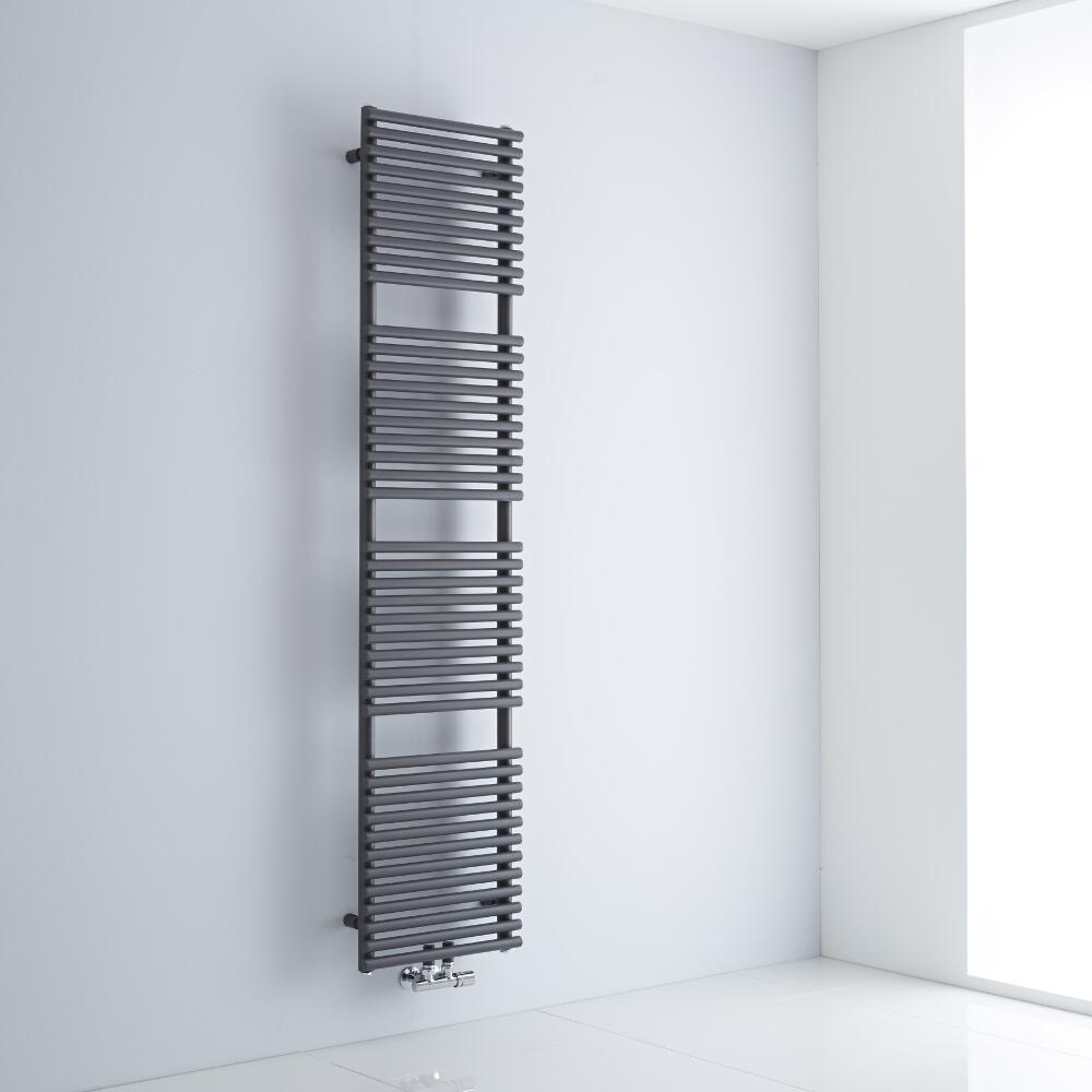 Milano Via - Anthracite Bar on Bar Central Connection Heated Towel Rail 1823mm x 400mm