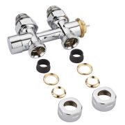 Milano - Chrome Thermostatic H Block Straight Valve With Euro Cone Adaptor - Copper 15mm