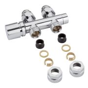 Chrome H Block Straight Valve Chrome Handwheel with 15mm Copper Adapters