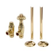 Milano Windsor - Thermostatic Antique Style Angled Radiator Valve and Pipe Set - Choice of Finish