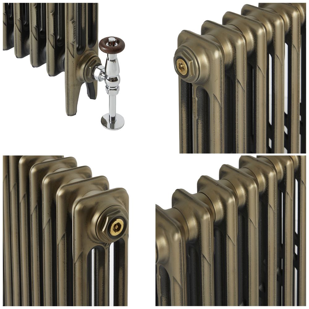 Milano Radiator Inserts Milano Mercury - 3 Column Cast Iron Radiator - 860mm Tall - Natural ...