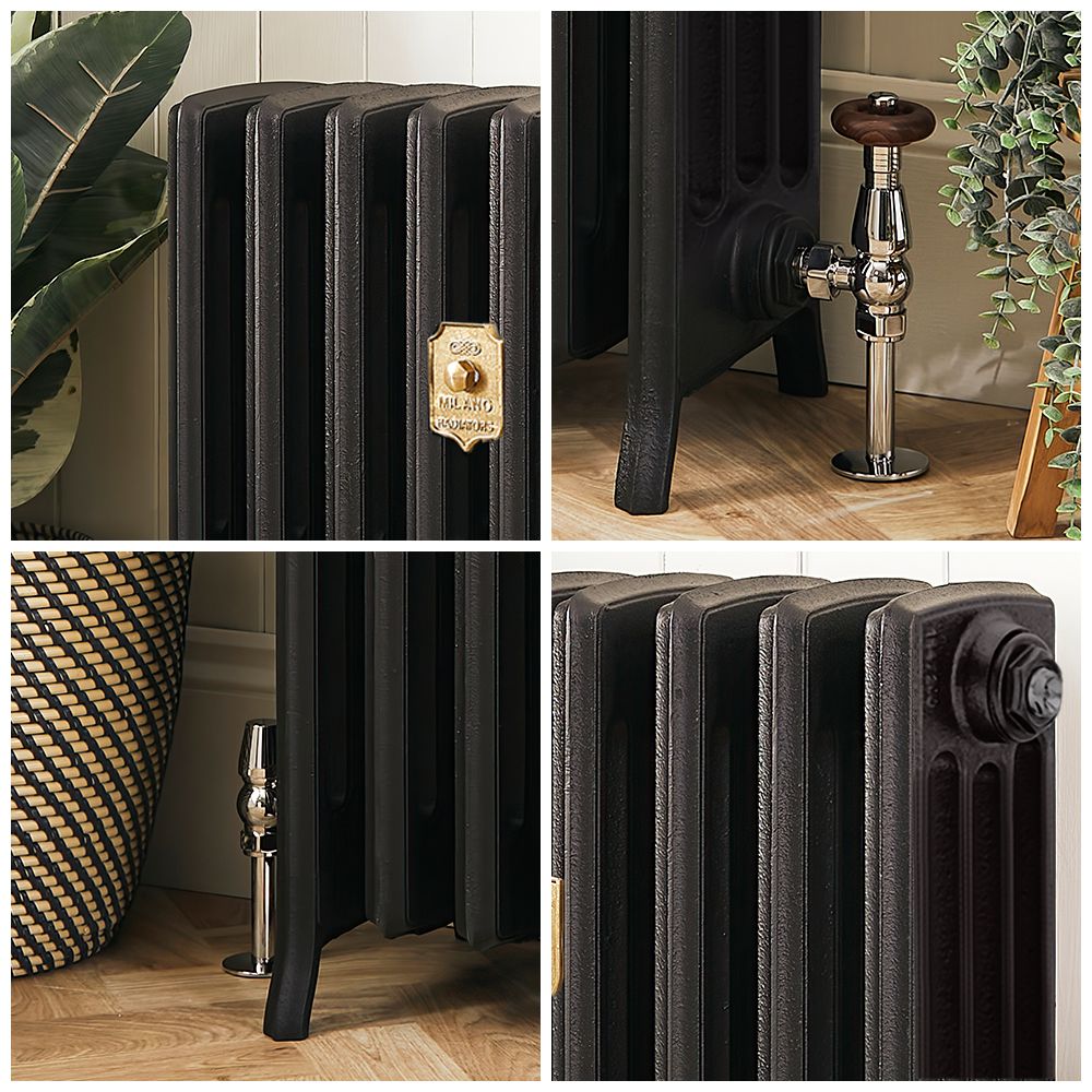 Slate Radiators Milano Isabel - 4 Column Cast Iron Radiator - 760mm Tall - Slate Black ...