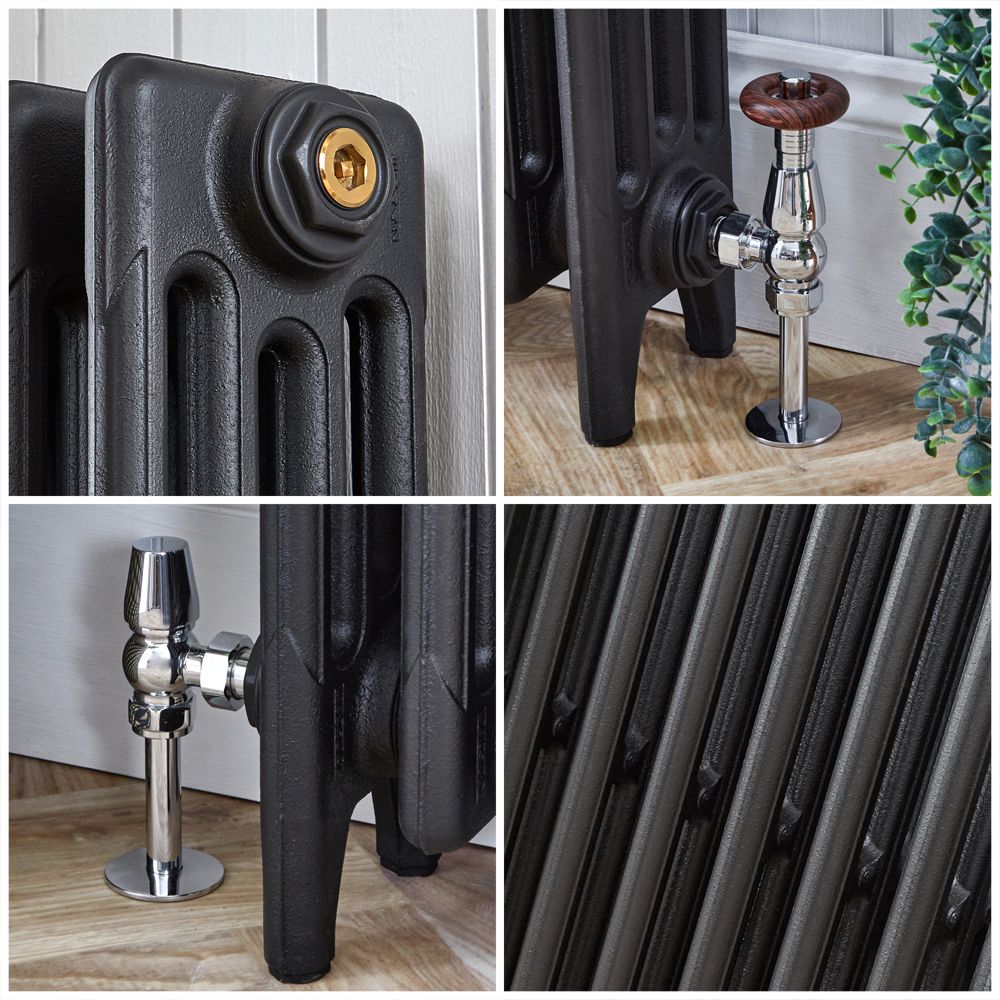 Slate Radiators Milano Mercury - 4 Column Cast Iron Radiator - 560mm Tall - Slate Black ...
