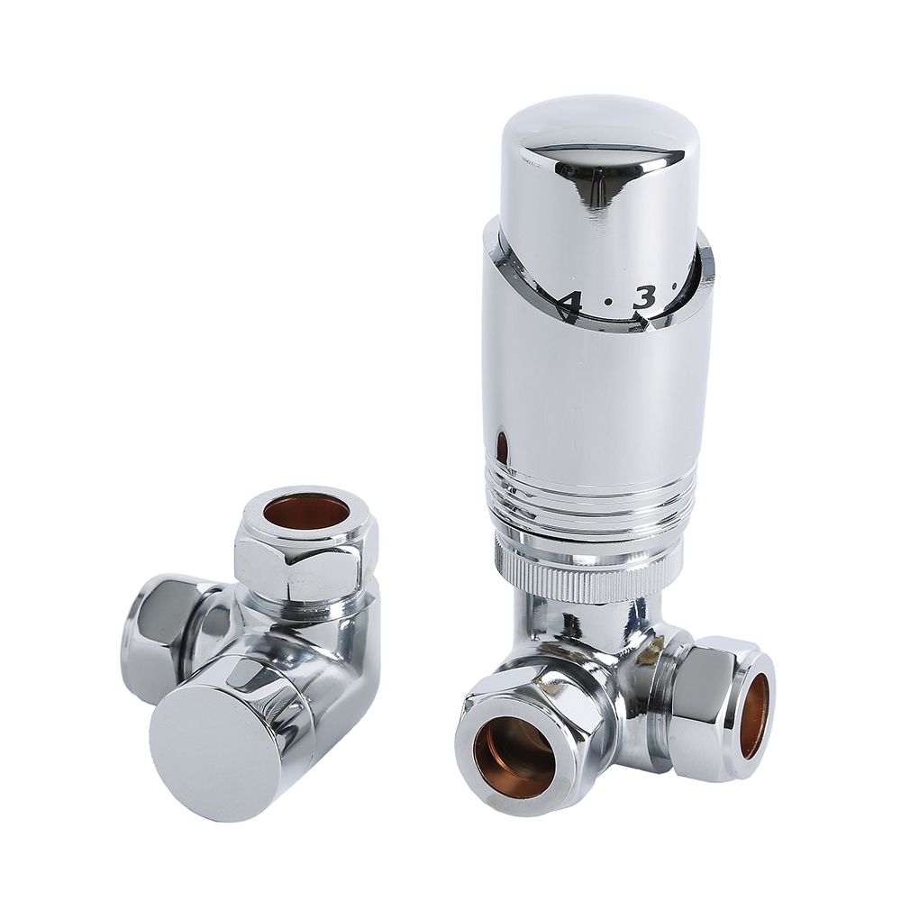 Internal Corner Radiator Milano - Thermostatic Corner Radiator Valve and Lockshield - Choice of ...