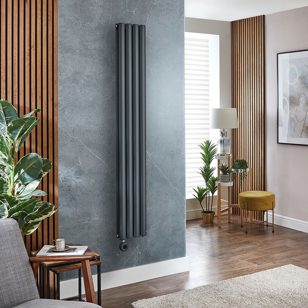 Milano x ECOSO Aruba Electric Anthracite Vertical Designer Radiator  Choice of Size and Wi-Fi Thermostat Plug-In and Hardwired Options