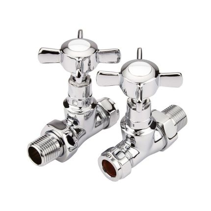 Milano - Traditional Chrome Straight Radiator Valves (Pair)