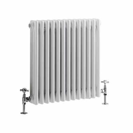 Milano Windsor - Horizontal Triple Column White Traditional Cast Iron Style Radiator - 600mm x 605mm