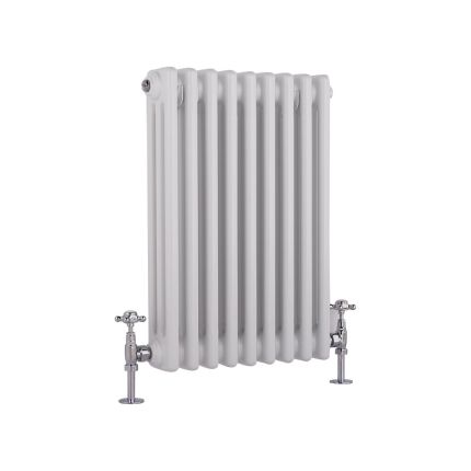 Milano Windsor - Horizontal Triple Column White Traditional Cast Iron Style Radiator - 600mm x 425mm