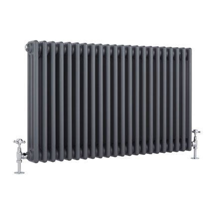Milano Windsor - Anthracite Traditional Horizontal Triple Column Radiator - 600mm x 1010mm