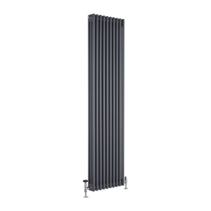 Milano Windsor - Vertical Triple Column Anthracite Traditional Cast Iron Style Radiator - 1800mm x 470mm