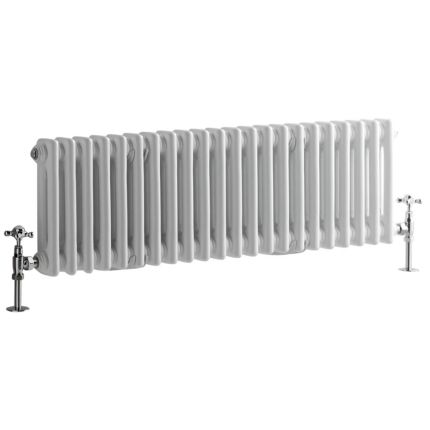 Milano Windsor - Horizontal Double Column White Traditional Cast Iron Style Radiator - 300mm x 1010mm
