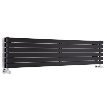 Milano Capri - Black Flat Horizontal Designer Radiator 354mm x 1600mm (Double Panel)