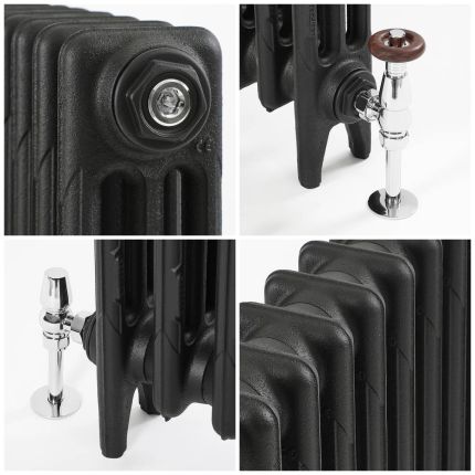 Milano Mercury - 3 Column Cast Iron Radiator - 560mm Tall - Slate Black - Multiple Sizes Available
