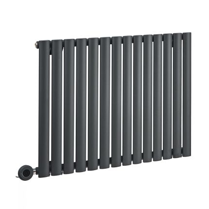 Milano x ECOSO Aruba Electric - Anthracite Horizontal Designer Radiator - 635mm x 826mm (Single Panel) - with Wi-Fi Thermostatic Heating Element
