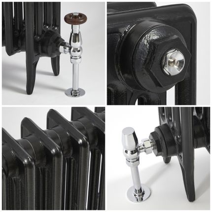 Milano Alice - Classic Cast-Iron Column Radiator - 660mm Tall - Black - Multiple Sizes Available