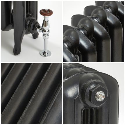 Milano Tamara - Oval Column Cast Iron Radiator - 560mm Tall - Black - Multiple Sizes Available