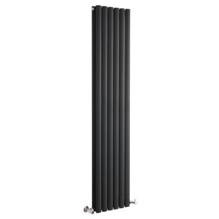 Milano Aruba - Black Vertical Designer Radiator 1600mm x 354mm (Double Panel)
