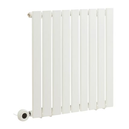 Milano x ECOSO Alpha Electric - White Horizontal Single Flat Panel Designer Radiator - 635mm x 630mm (Single Panel) - with Wi-Fi Thermostatic Heating Element