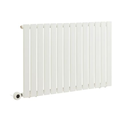 Milano x ECOSO Alpha Electric - White Horizontal Flat Panel Designer Radiator - 635mm x 1190mm (Single Panel) - with Wi-Fi Thermostatic Heating Element