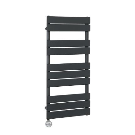 Milano x ECOSO Lustro Electric - Designer Anthracite Flat Panel Heated Towel Rail - 975mm x 450mm - with Thermostatic Wi-Fi Heating Element