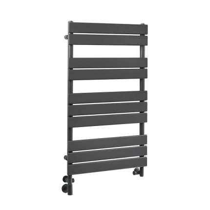 Milano Lustro Dual Fuel - Designer Anthracite Flat Panel Heated Towel Rail - 975mm x 600mm