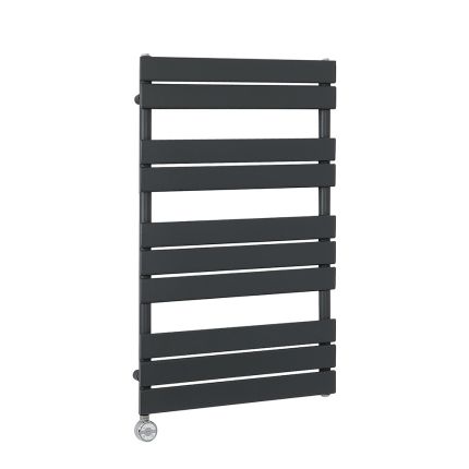 Milano x ECOSO Lustro Electric - Designer Anthracite Flat Panel Heated Towel Rail - 975mm x 600mm - with Thermostatic Wi-Fi Heating Element