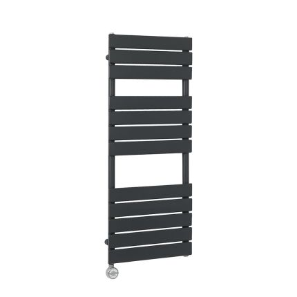 Milano x ECOSO Lustro Electric - Designer Anthracite Flat Panel Heated Towel Rail - 1200mm x 450mm - with Thermostatic Wi-Fi Heating Element
