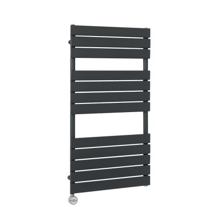 Milano x ECOSO Lustro Electric - Designer Anthracite Flat Panel Heated Towel Rail - 1200mm x 600mm - with Thermostatic Wi-Fi Heating Element