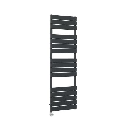 Milano x ECOSO Lustro Electric - Designer Anthracite Flat Panel Heated Towel Rail - 1500mm x 450mm - with Thermostatic Wi-Fi Heating Element