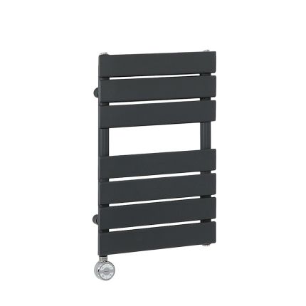 Milano x ECOSO Lustro Electric - Designer Anthracite Flat Panel Heated Towel Rail - 600mm x 400mm - with Thermostatic Wi-Fi Heating Element