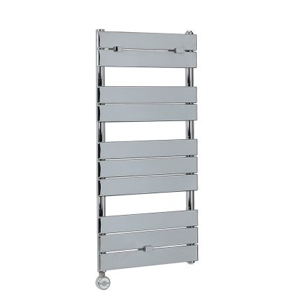Milano x ECOSO Electric Lustro - Designer Chrome Flat Panel Heated Towel Rail - 1000mm x 450mm - with Thermostatic Wi-Fi Heating Element