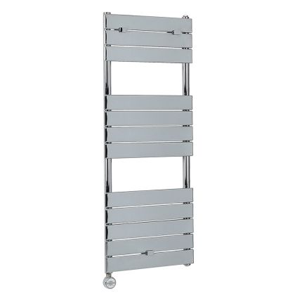 Milano x ECOSO Electric Lustro - Designer Chrome Flat Panel Heated Towel Rail - 1213mm x 450mm - with Thermostatic Wi-Fi Heating Element