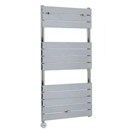 Milano x ECOSO Electric Lustro - Designer Chrome Flat Panel Heated Towel Rail - 1213mm x 600mm - with Thermostatic Wi-Fi Heating Element