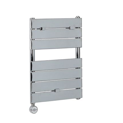 Milano x ECOSO Electric Lustro - Designer Chrome Flat Panel Heated Towel Rail - 620mm x 450mm - with Thermostatic Wi-Fi Heating Element