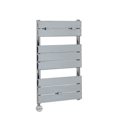 Milano x ECOSO Electric Lustro - Designer Chrome Flat Panel Heated Towel Rail - 840mm x 450mm - with Thermostatic Wi-Fi Heating Element