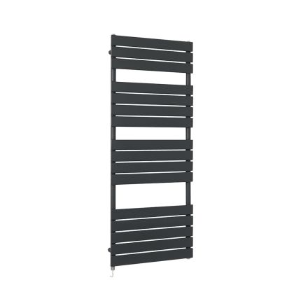 Milano x ECOSO Lustro - Electric Designer Anthracite Flat Panel Heated Towel Rail - Choice of Size, Heating Element and Cable Cover