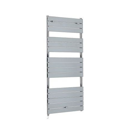Milano Lustro Electric - Designer Chrome Flat Panel Heated Towel Rail - Choice of Size, Heating Element and Cable Cover