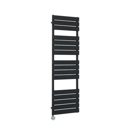 Milano x ECOSO Lustro Electric - Designer Black Flat Panel Heated Towel Rail - 1500mm x 450mm - with Thermostatic Wi-Fi Heating Element