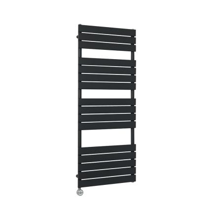 Milano x ECOSO Lustro - Electric Black Flat Panel Designer Heated Towel Rail - 1500mm x 600mm
