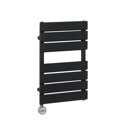 Milano x ECOSO Lustro Electric - Designer Black Flat Panel Heated Towel Rail - 600mm x 400mm - with Thermostatic Wi-Fi Heating Element