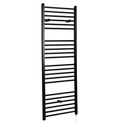 Milano Nero Electric - Straight Matt Black Heated Towel Rail 1600mm x 400mm