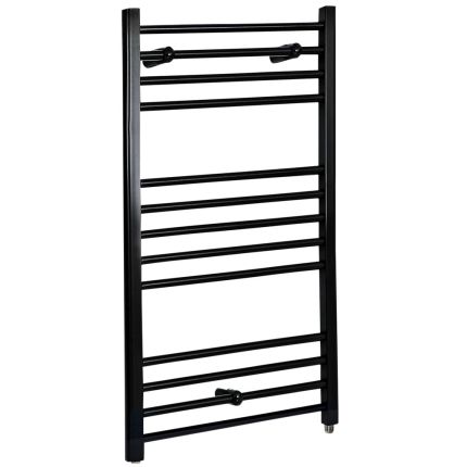 Milano Nero Electric - Straight Matt Black Heated Towel Rail 1000mm x 500mm