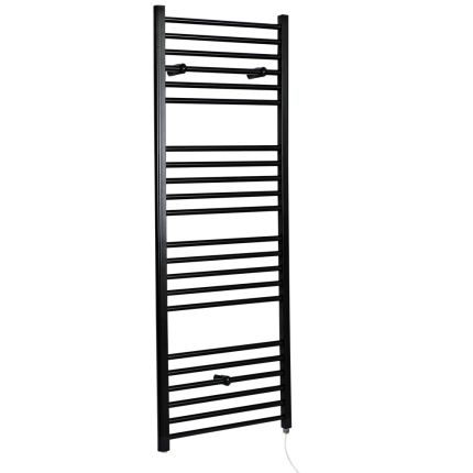 Milano Nero Electric - Straight Matt Black Heated Towel Rail 1600mm x 500mm