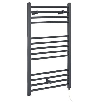 Milano Artle Electric - Straight Anthracite Heated Towel Rail 1000mm x 600mm