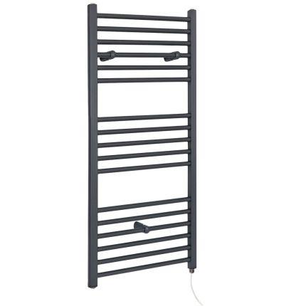 Milano x ECOSO Artle Electric - Straight Anthracite Heated Towel Rail - Choice of Size and Element